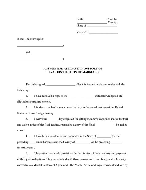 affidavit letter of support marriage sample